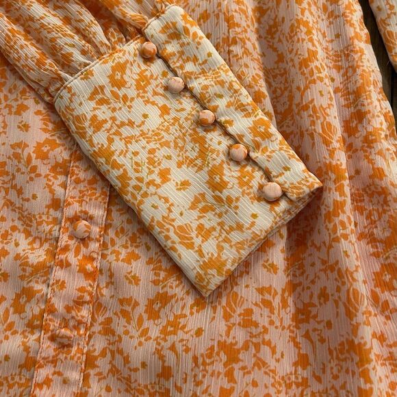 The East Order Orange White Peaches Bohemian Mini Dress Size XS - Picture 15 of 16